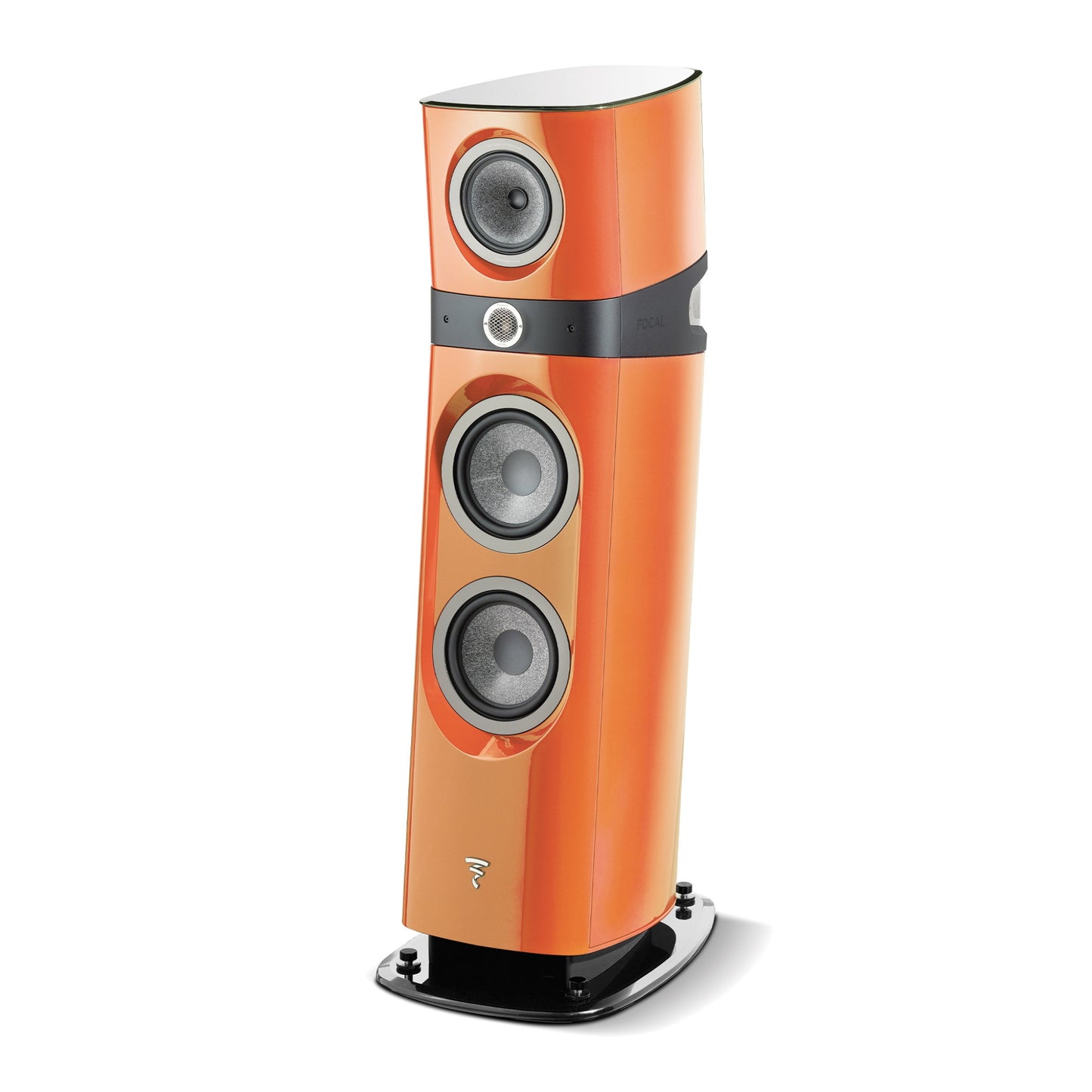 single speaker of focal sopra n3 tower speaker in orange