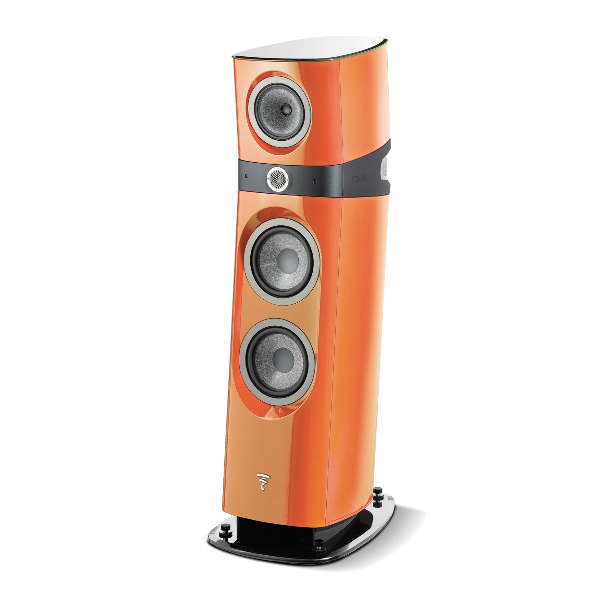 single speaker of focal sopra n3 tower speaker in orange