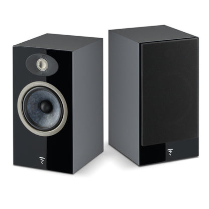 pair of focal theva n1 bookshelf speakers in black