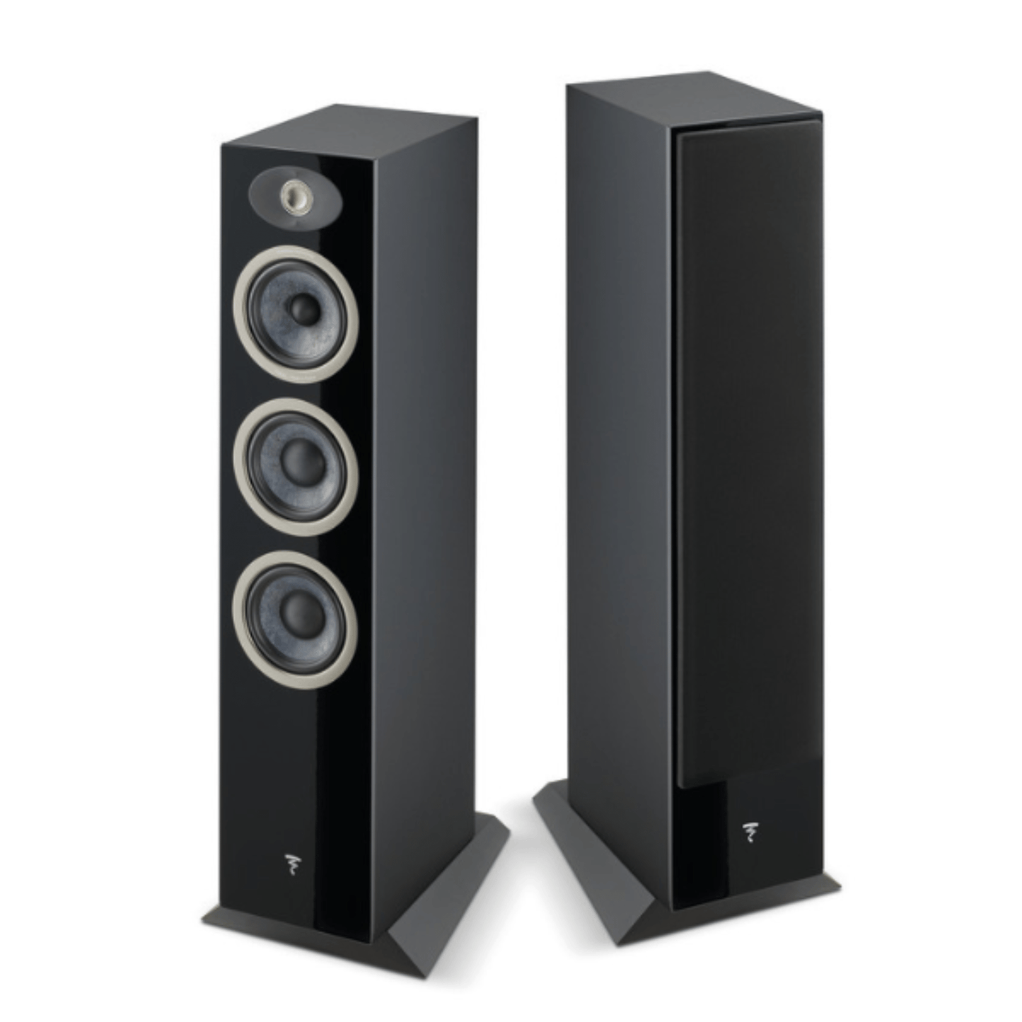 a pair of theva n2 tower speakers in black