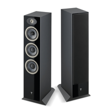 a pair of theva n2 tower speakers in black