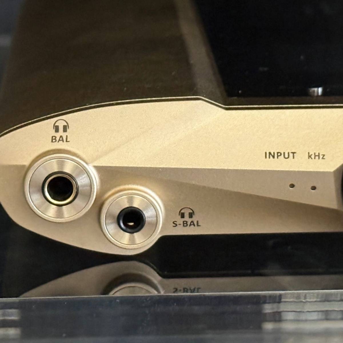 iFi iDSD Valkyrie close up on headphone inputs
