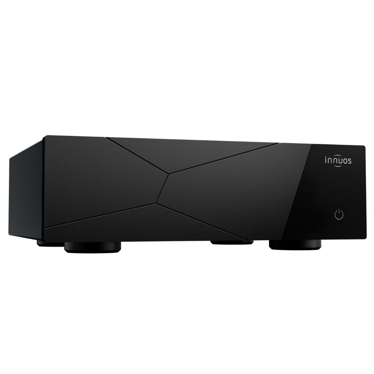 Black electronic device with 'innuos' branding on a white background