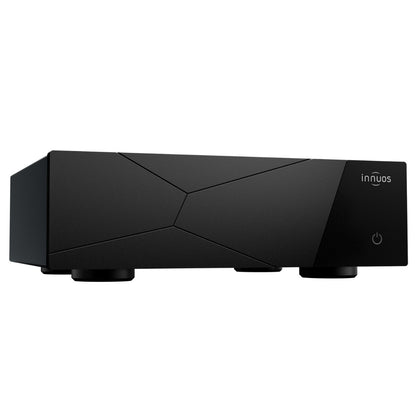 Black electronic device with 'innuos' branding on a white background