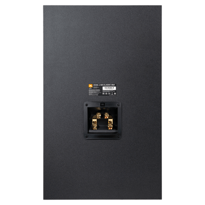 JBL L100 Classic MkII loudspeaker rear panel featuring dual gold-plated binding posts for bi-wiring or bi-amping