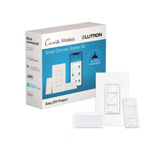 Lutron Caseta Wireless Smart Dimmer Starter Kit packaging on a white background