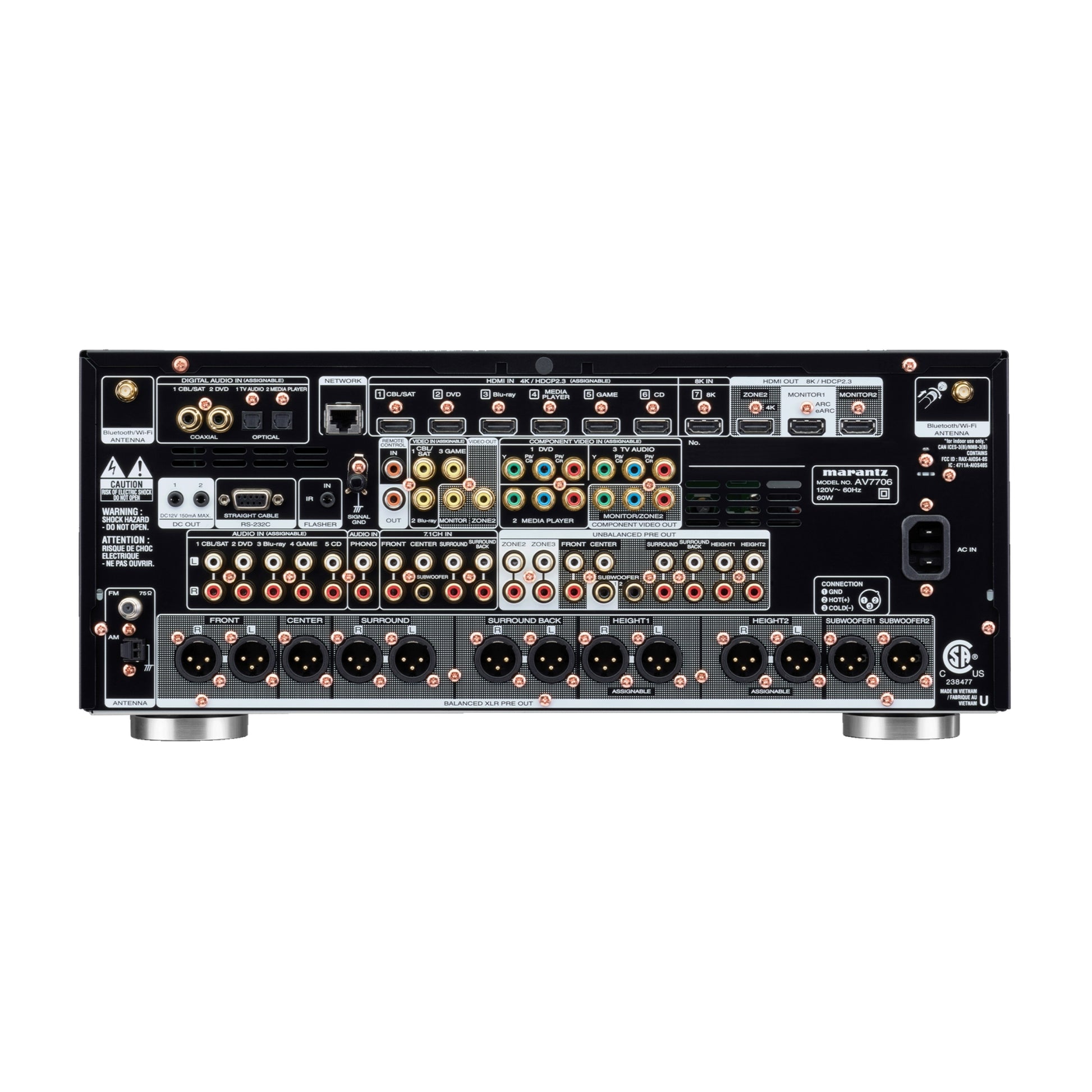back panel of marantz av7706 preamp