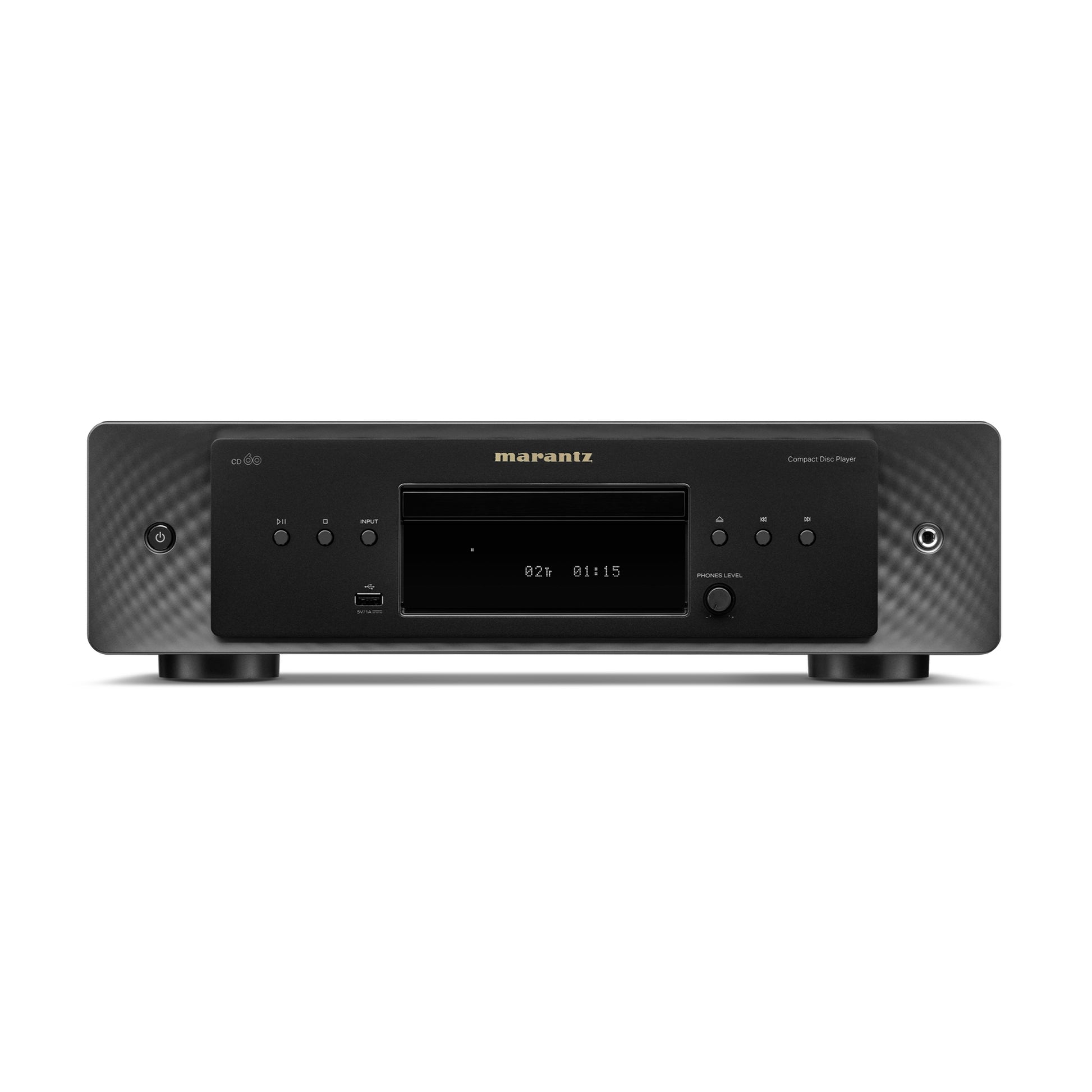 front view of black marantz cd 60 cd player