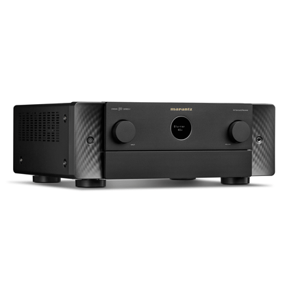 Marantz Cinema 50 Series 2 AV surround receiver in black, angled view showing input and volume knobs and front display