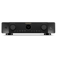 Marantz Cinema 70s Series 2 AV receiver front panel in black with circular OLED display and dual control knobs