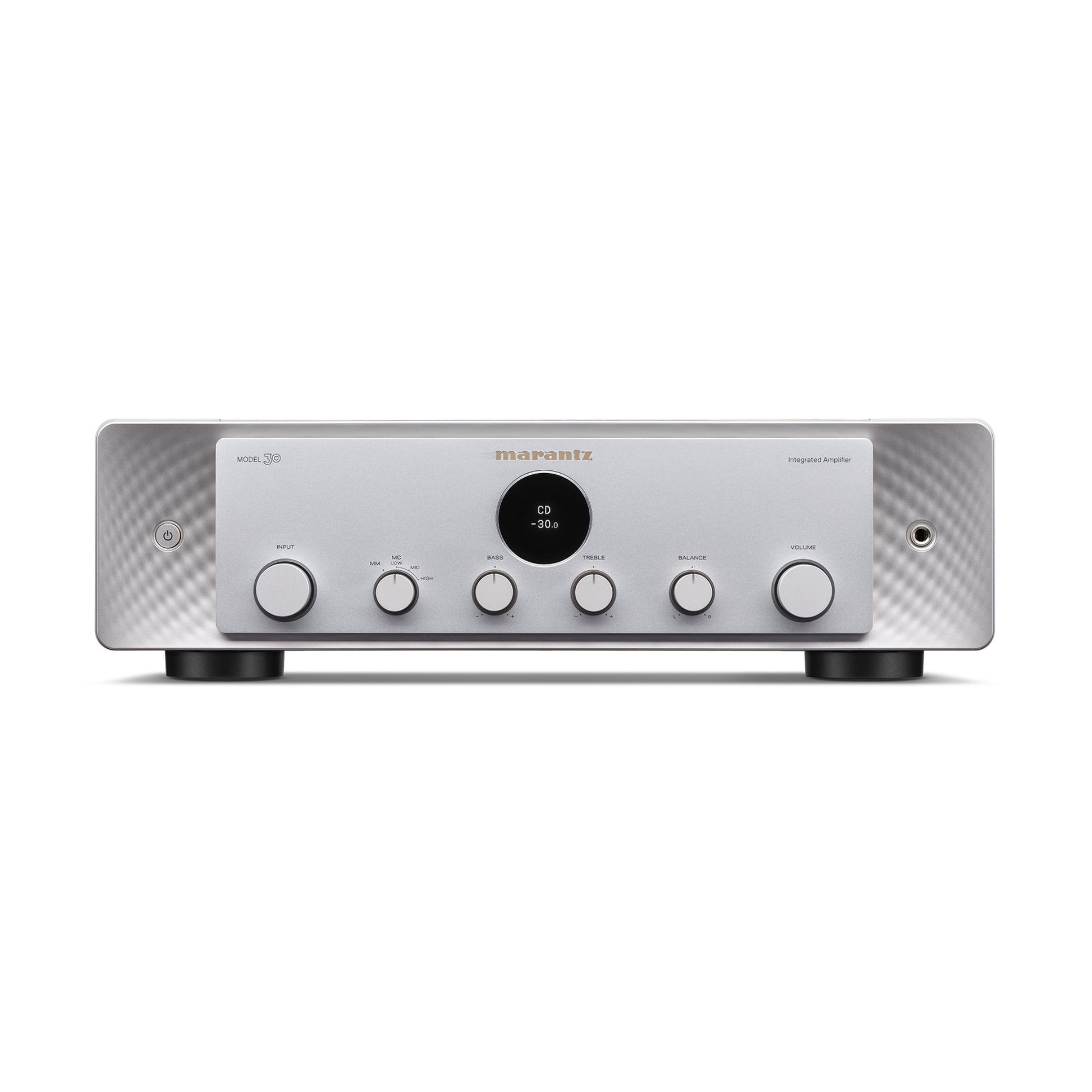 front view of marantz model 30 amplifier in silver