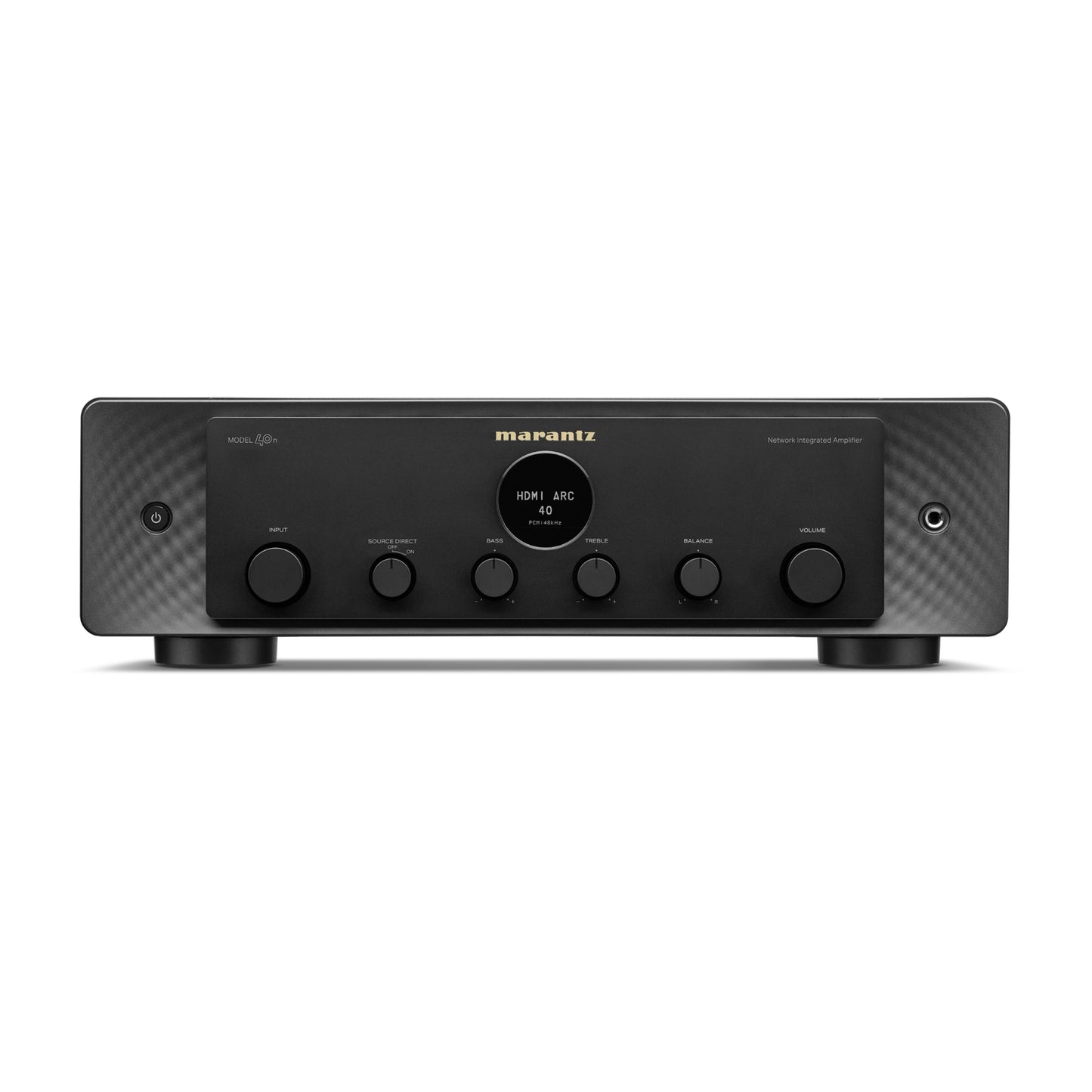 front view of marantz 40n streaming amp in black