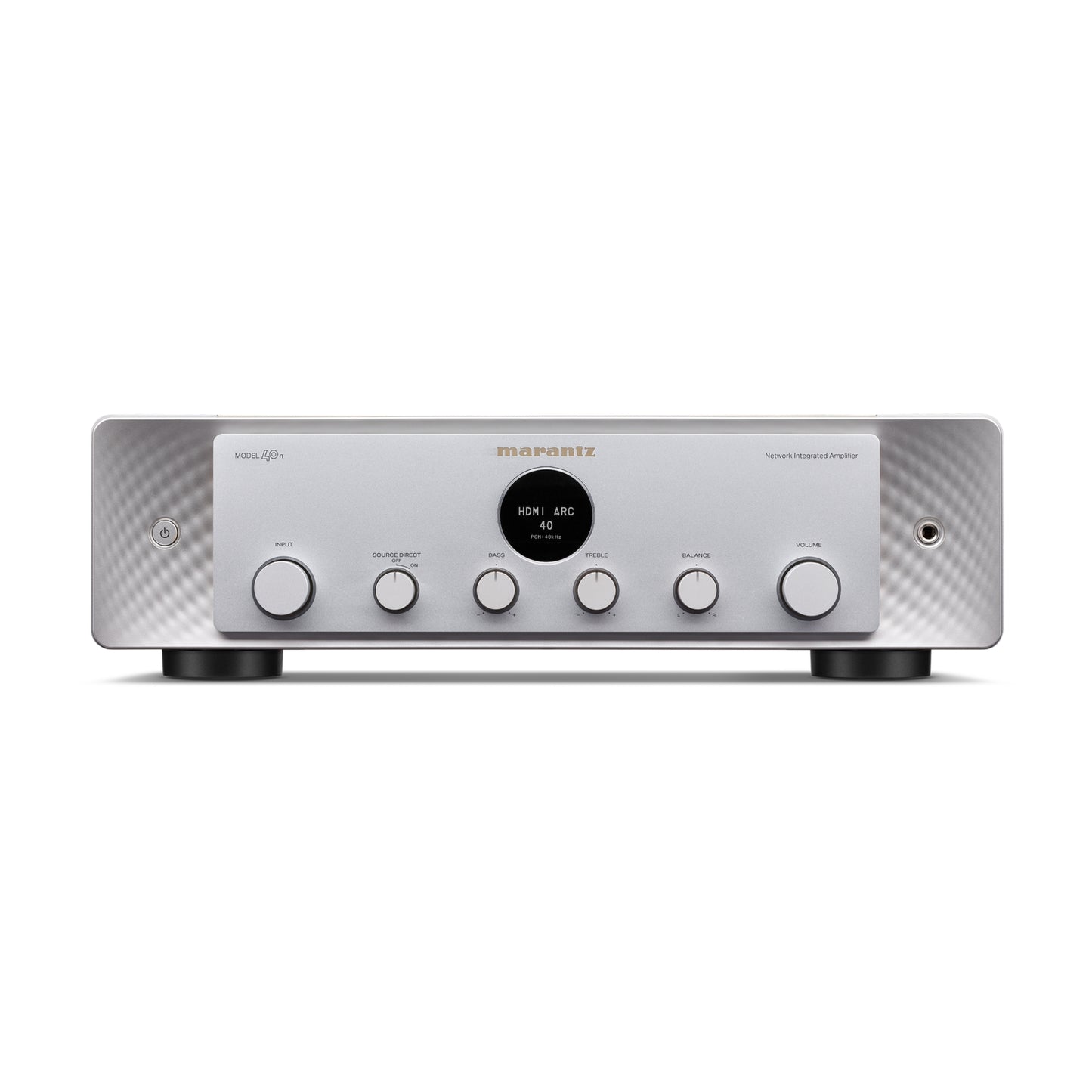 front view of marantz model 40n streaming amp in silver