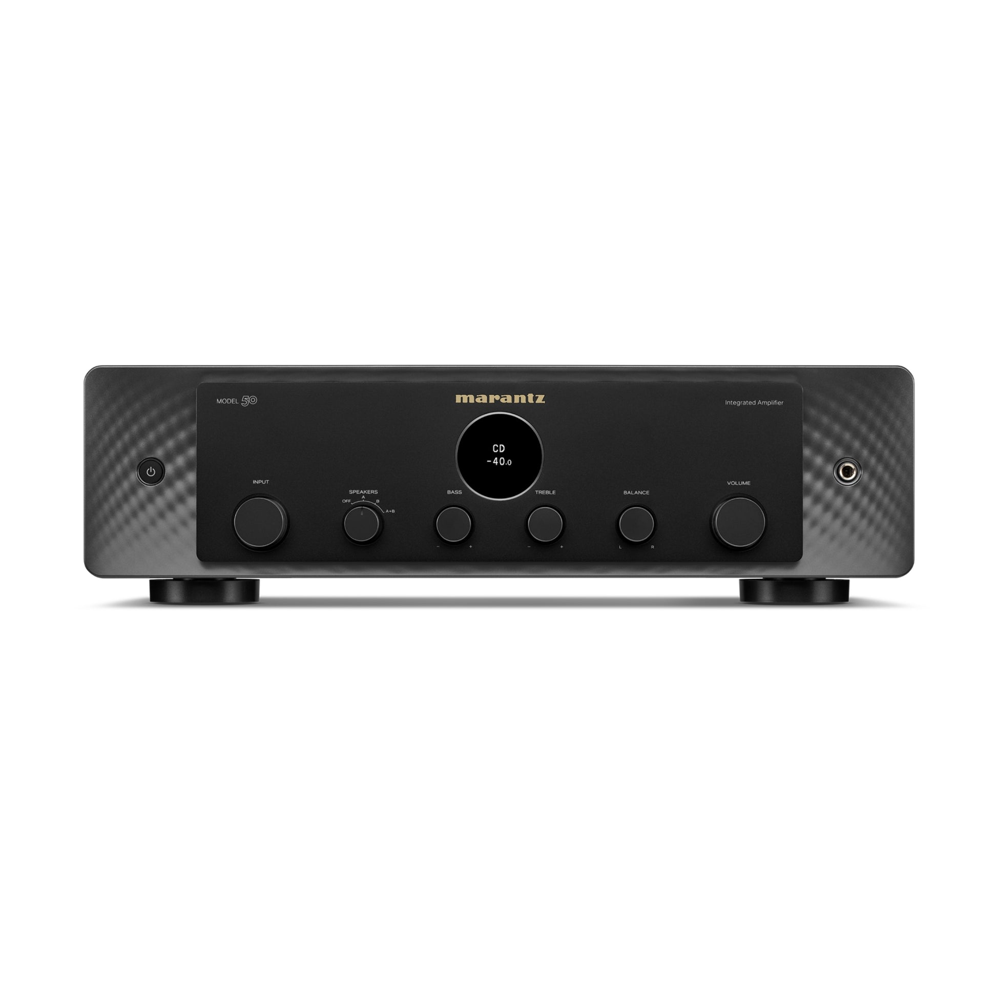 front view of black marantz model 50 integrated amp