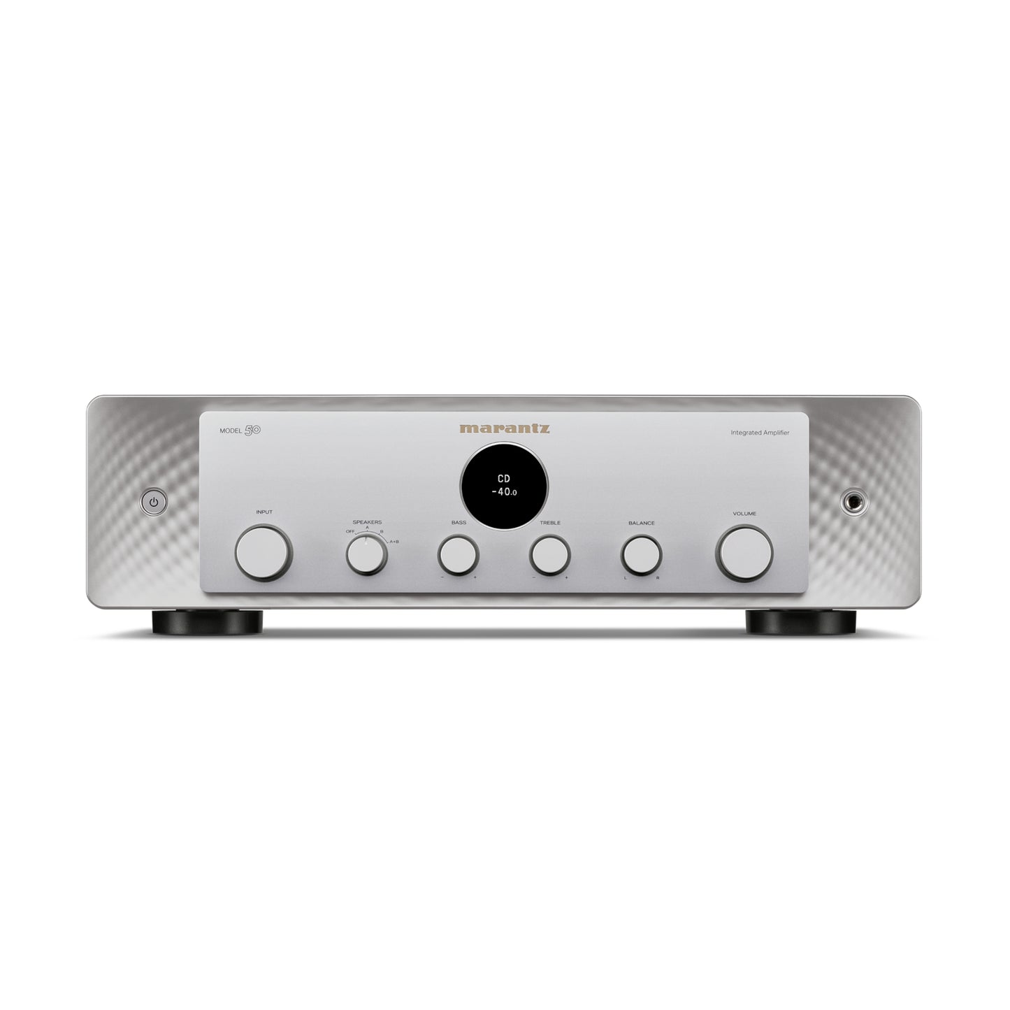 front view of model 50 integrated amp in silver