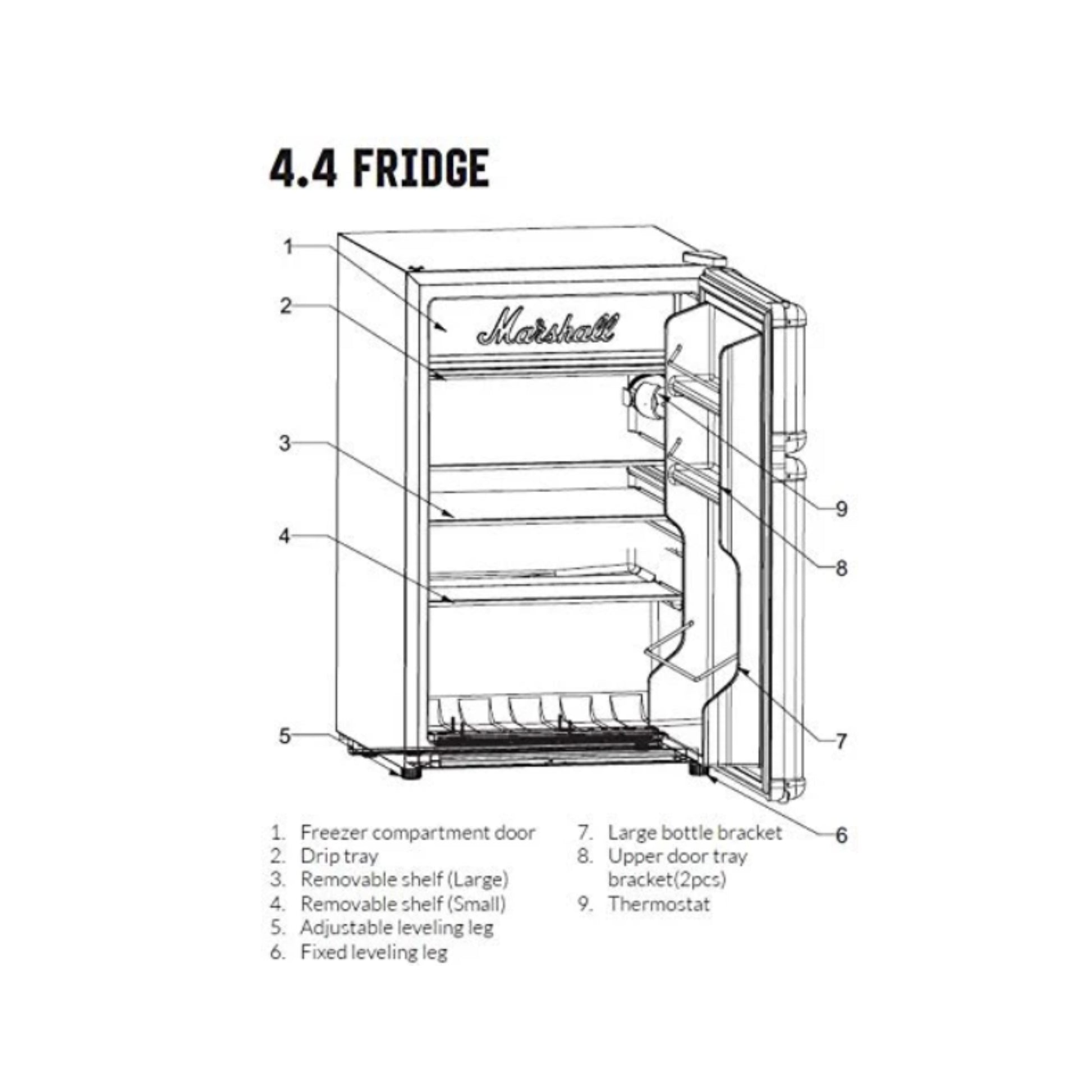 illustration of the inside of marshall mini fridge