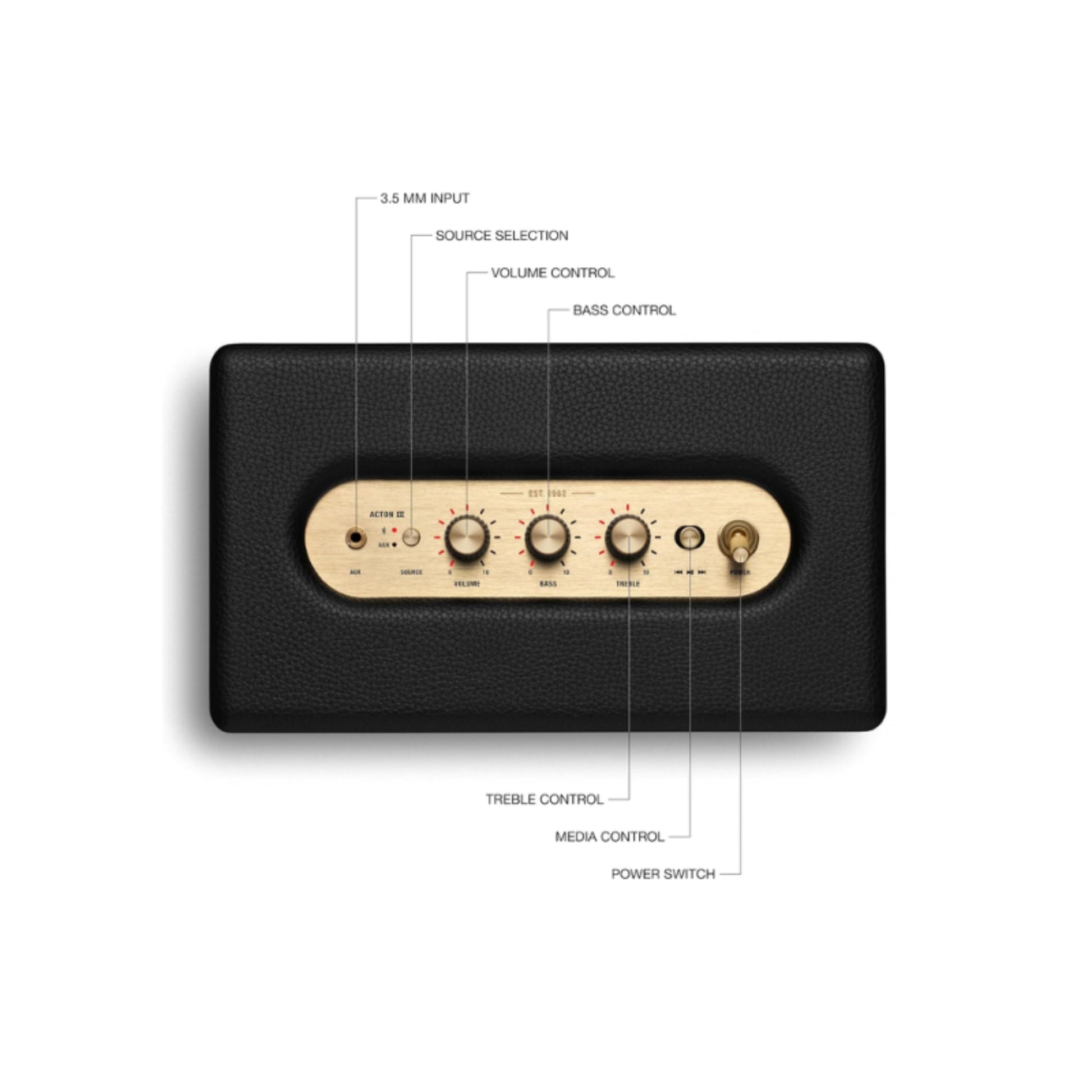 top panel of marshall acton 3 wireless speaker