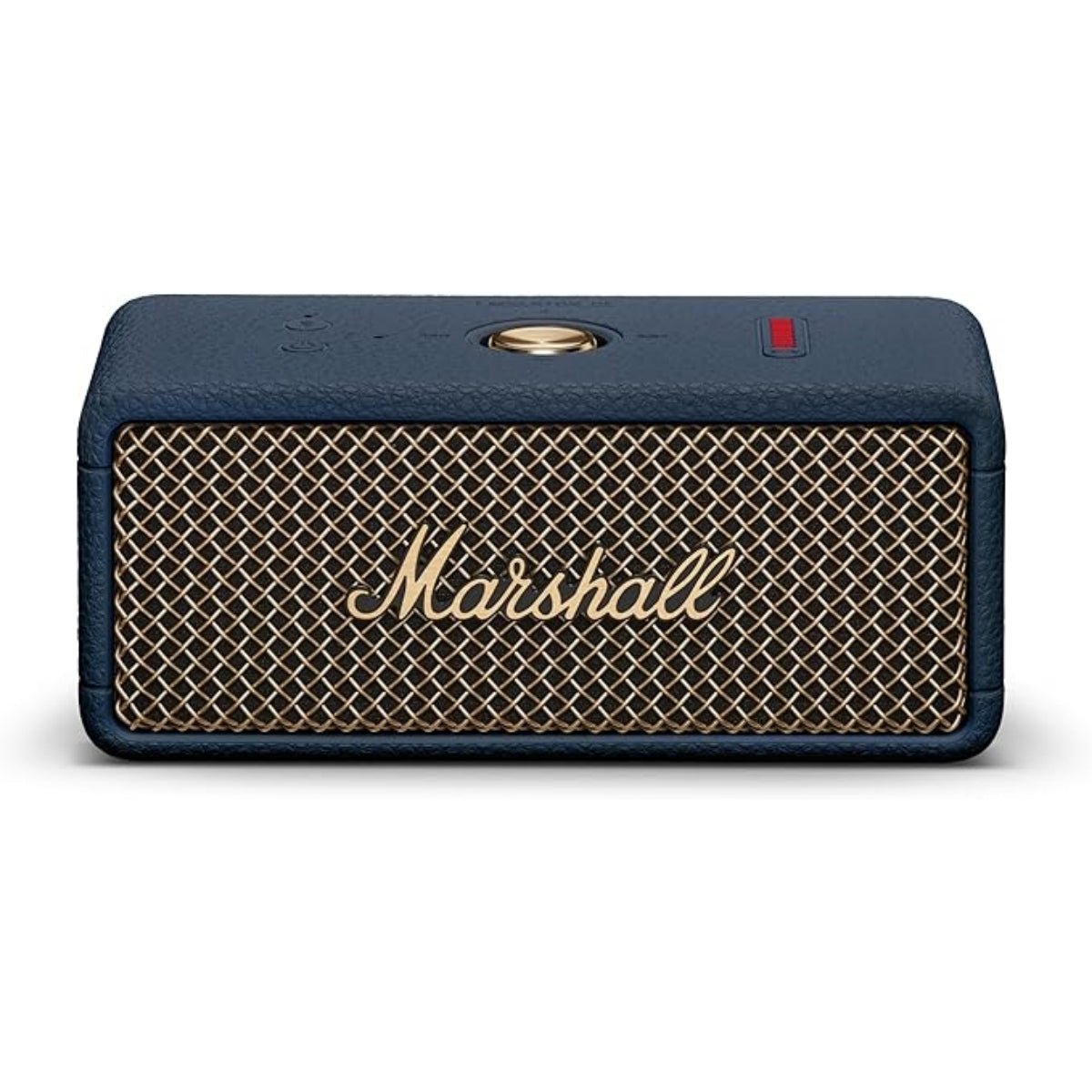 front view of blue color marshall emberton 3 portable speaker