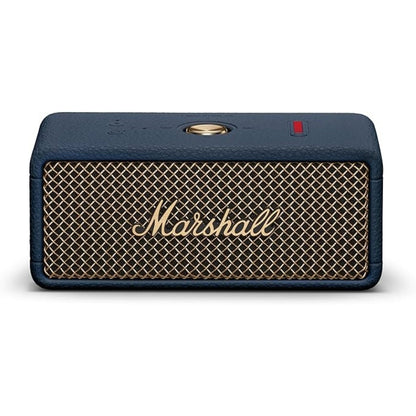 front view of blue color marshall emberton 3 portable speaker