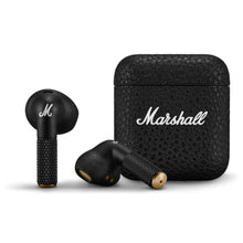 marshall minor iv earbuds with carrying case side by side