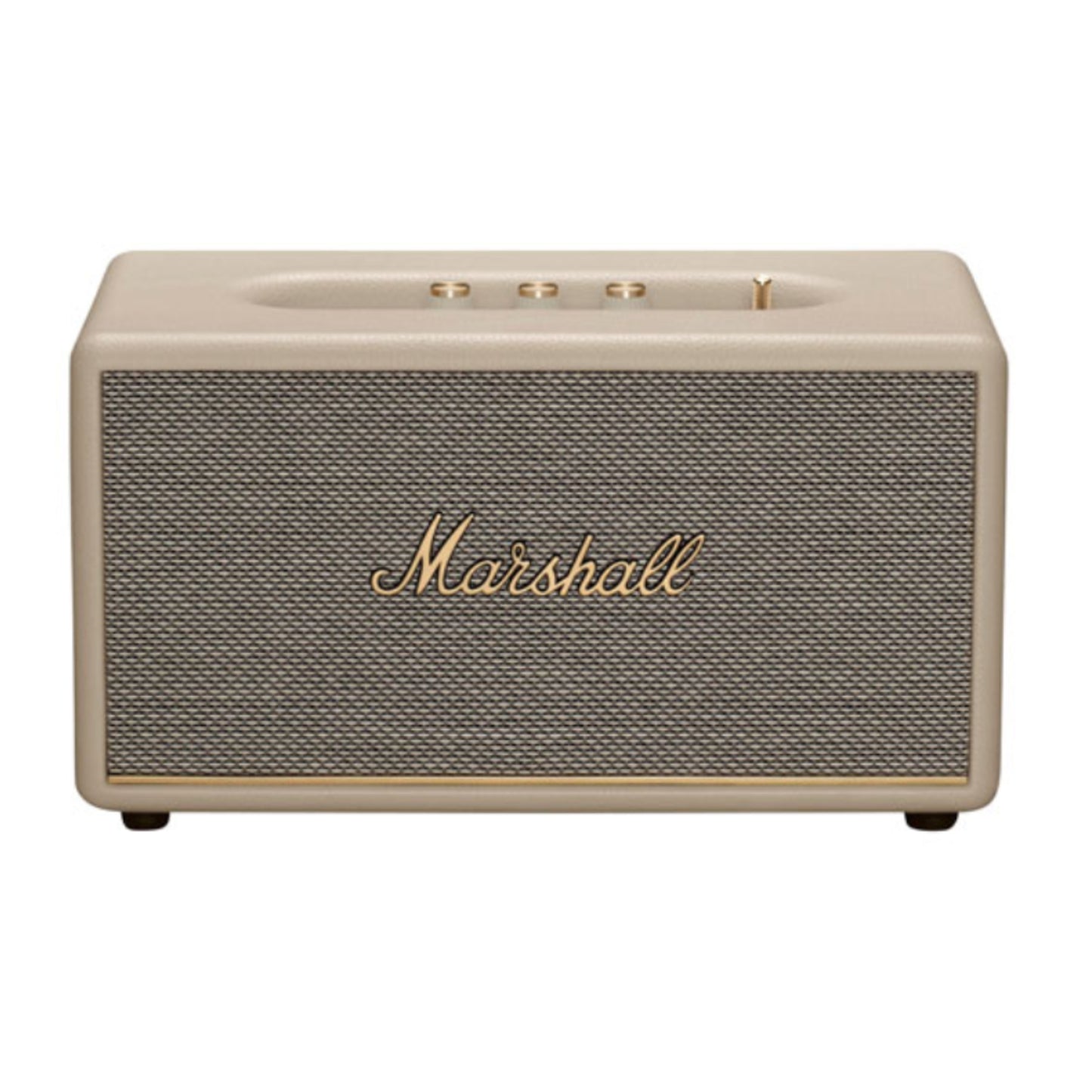 front view of cream color marshall stanmore 3 wireless speaker