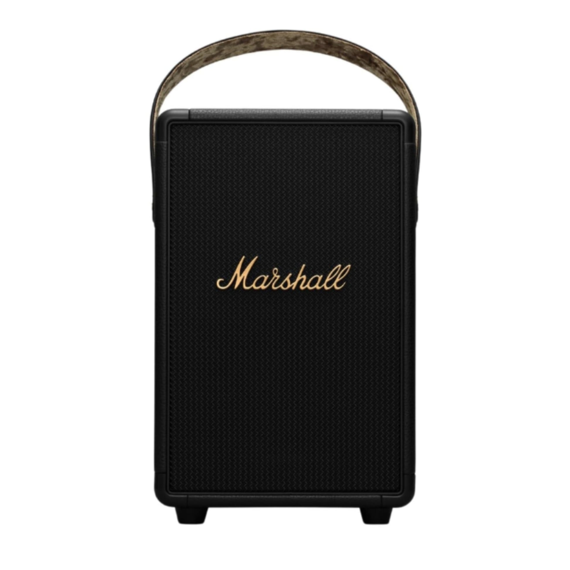 front view of black marshall tufton portable speaker