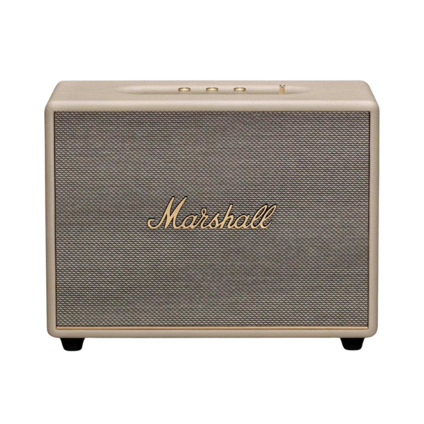 front view of cream color marshall woburn 3 speaker