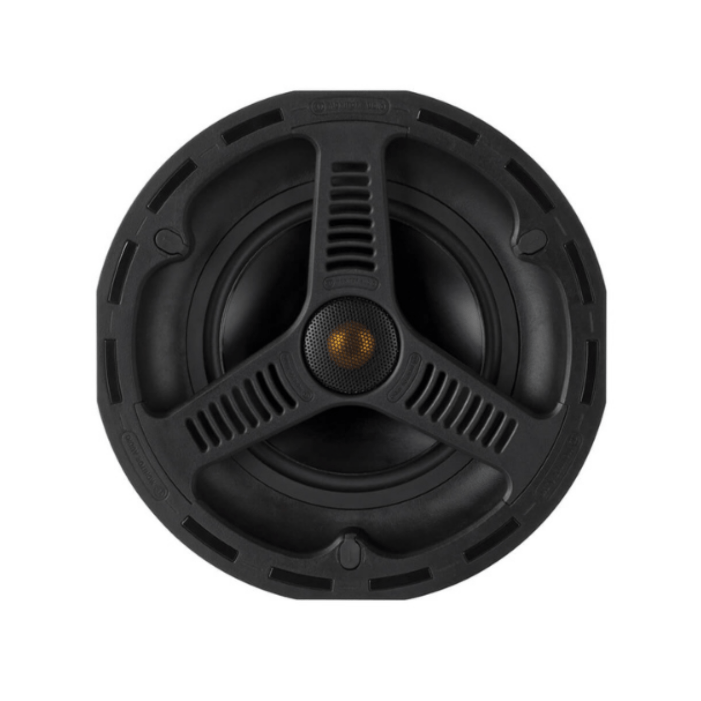 front view of monitor audio all weather custom awc265 in ceiling speaker