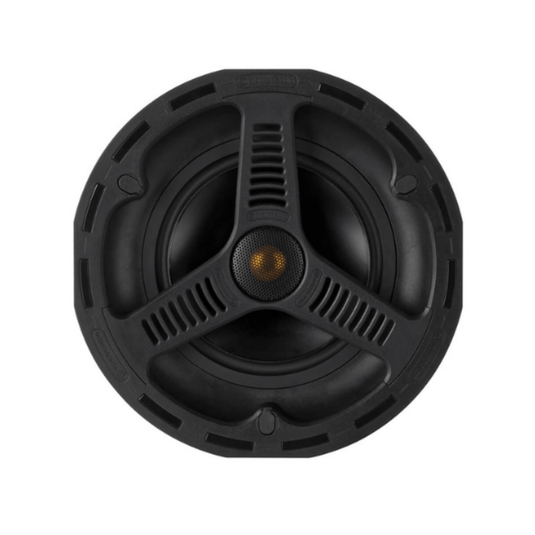 front view of monitor audio all weather custom awc265 in ceiling speaker