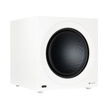 front view of monitor audio anthra w10 subwoofer in white