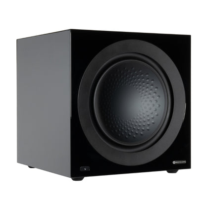 front view of monitor audio anthra w12 subwoofer in black