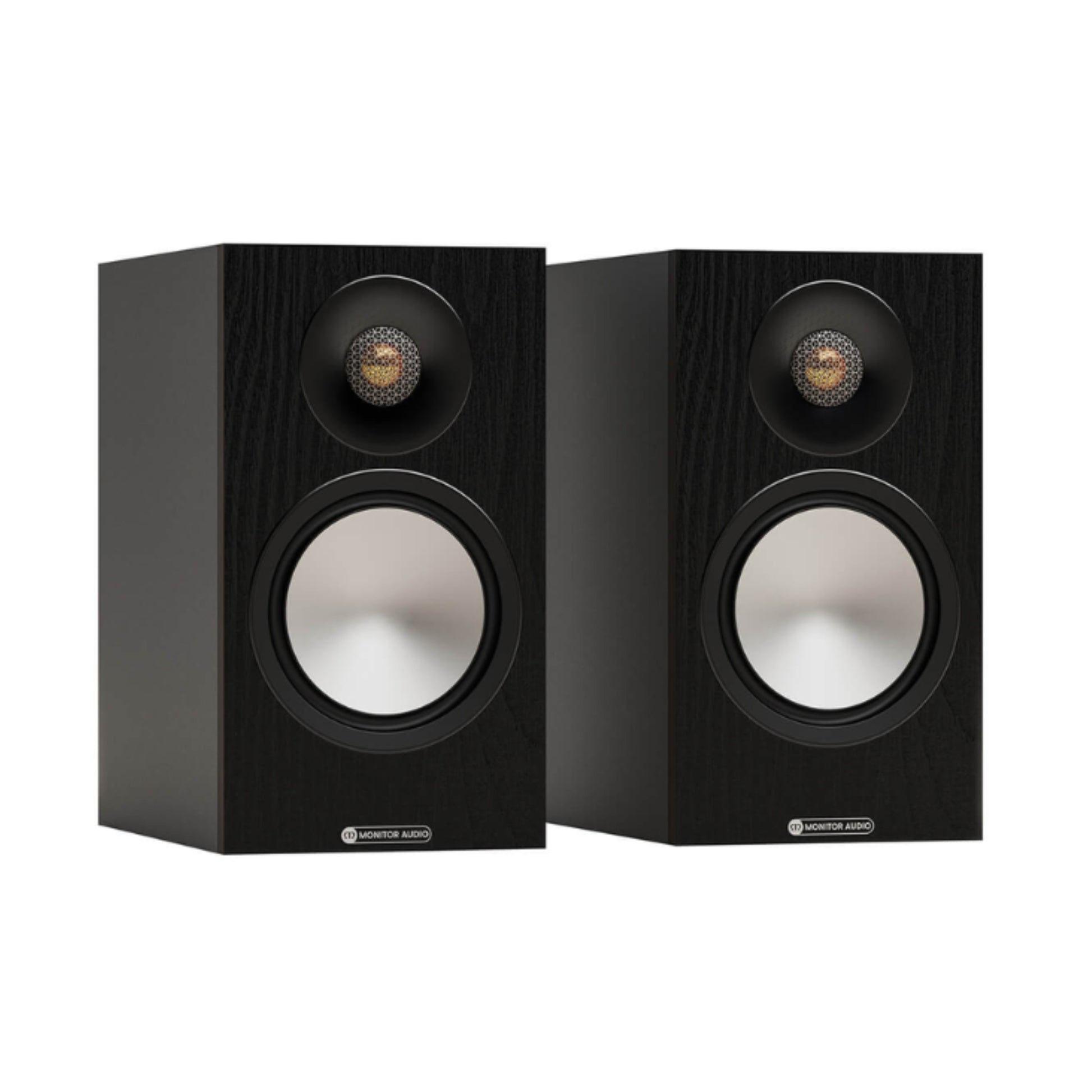 pair of black monitor audio bronze 50 7g speakers