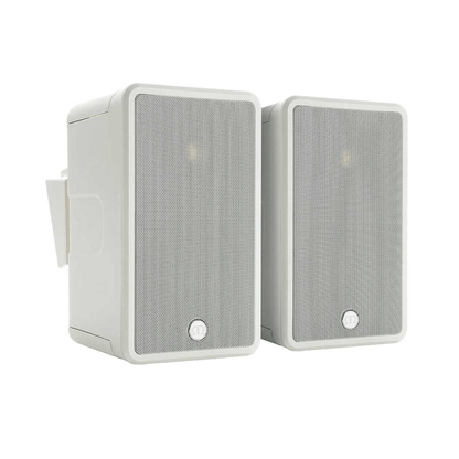 pair of monitor audio climate 50 outdoor speakers in white color
