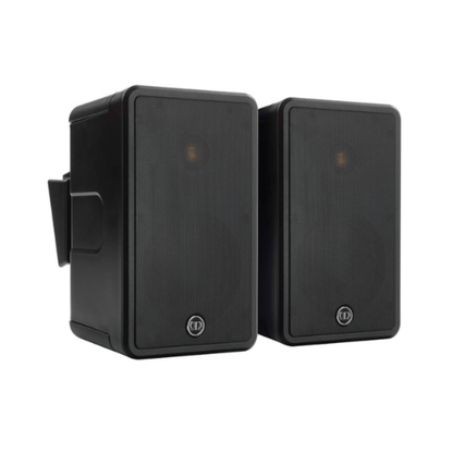pair of monitor audio climate 80 outdoor speakers in black