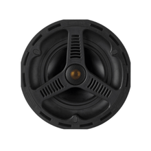 front view of monitor audio custom awc280 in ceiling speaker in black
