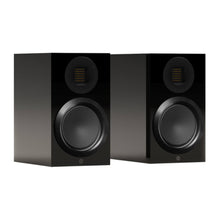pair of monitor audio gold 50 6g bookshelf speakers in black