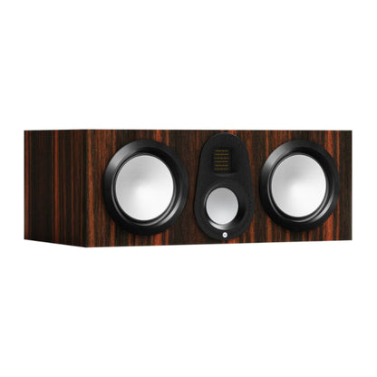 front view of monitor audio gold c250 6g center speaker in dark walnut