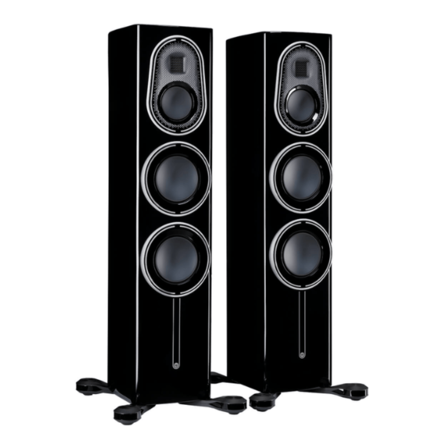 pair of monitor audio platinum 200 3g tower speakers in black color
