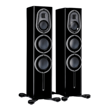 pair of monitor audio platinum 200 3g tower speakers in black color