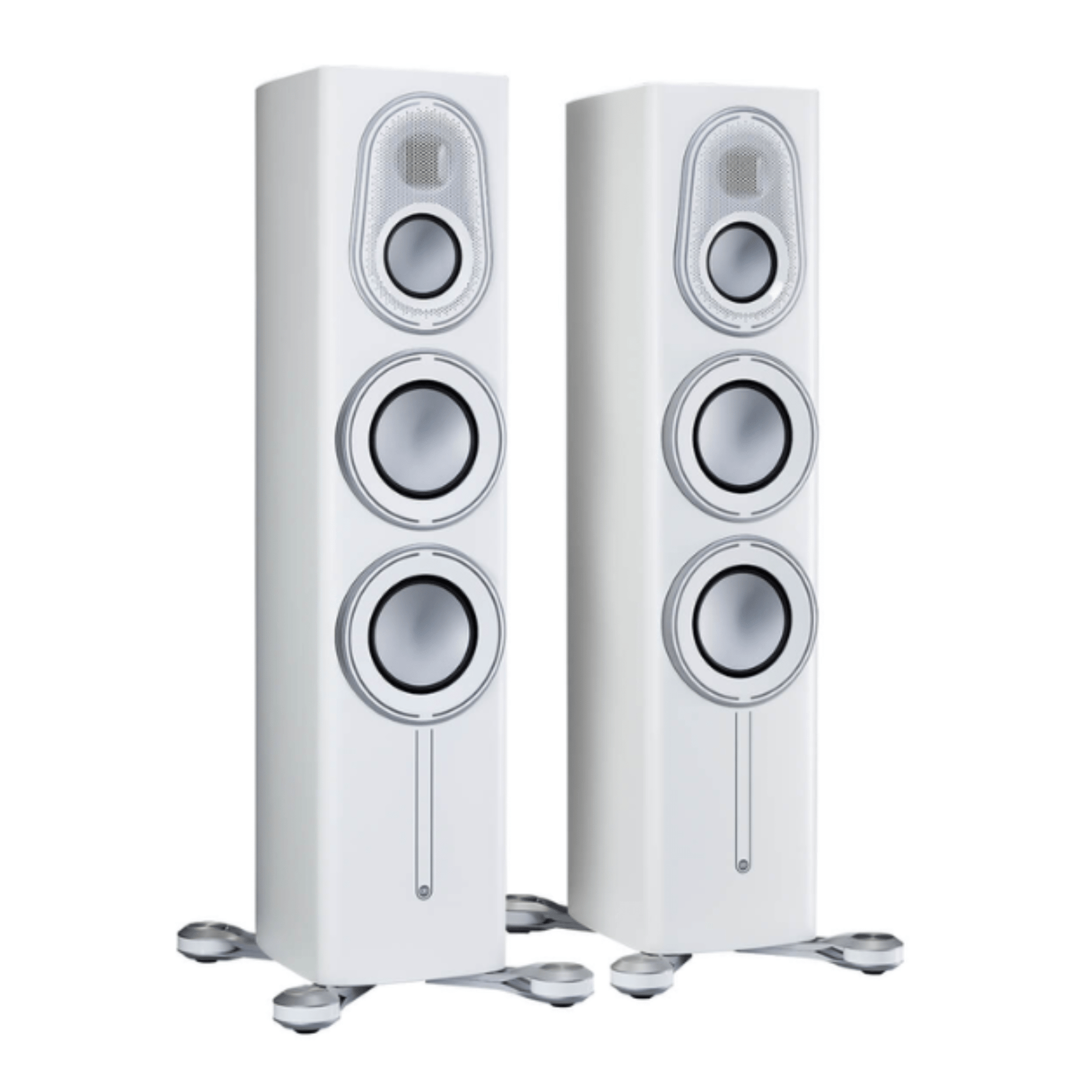 pair of monitor audio platinum 200 3g tower speakers in white