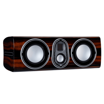 front view of monitor audio platinum c250 3g center speaker in dark walnut