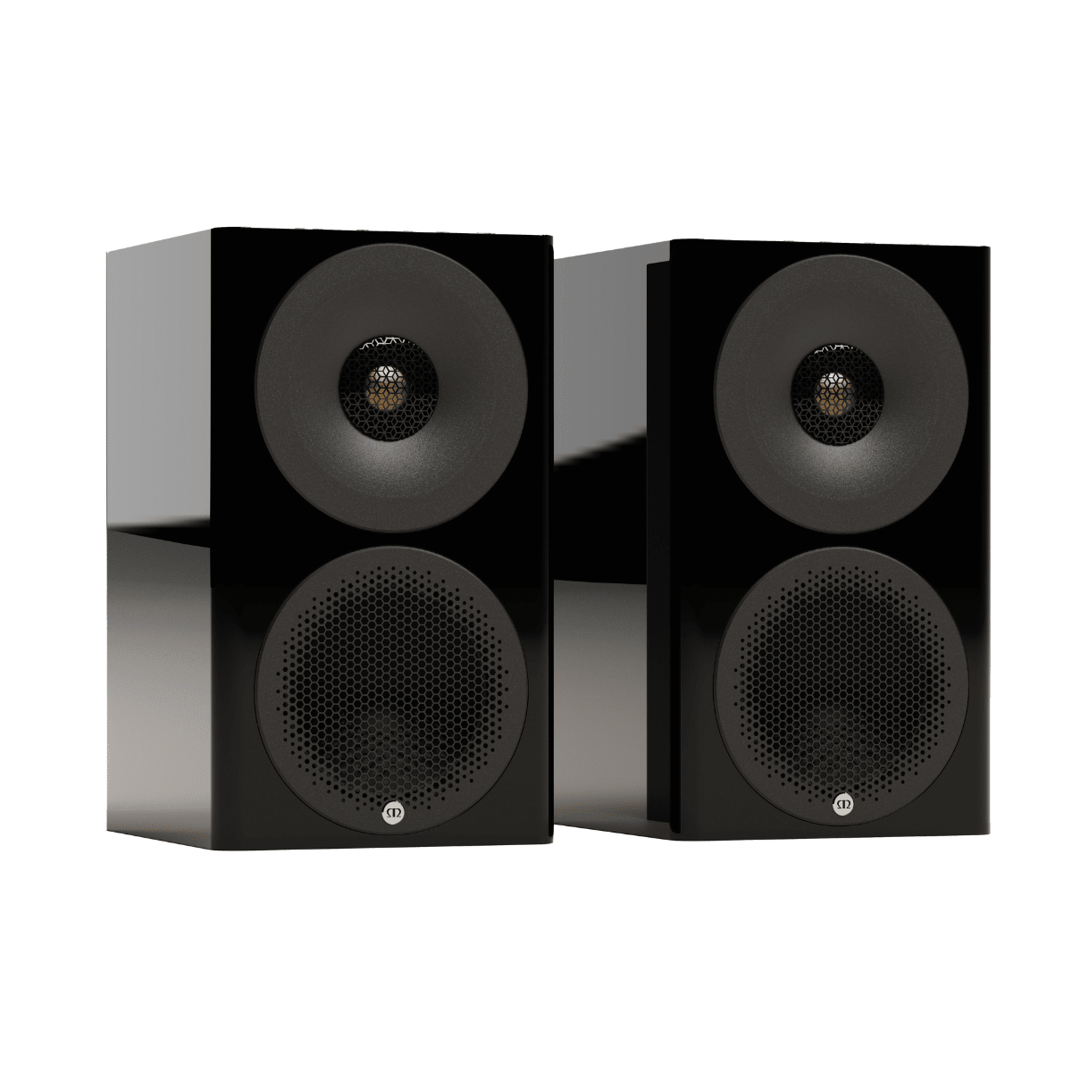 pair of black monitor audio radius 3 speakers