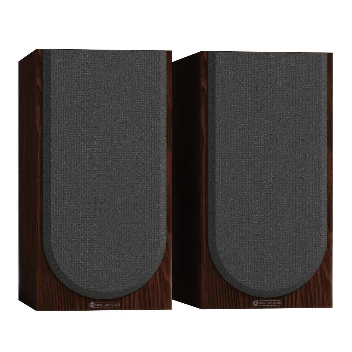 walnut pair of monitor audio silver 100 8g speakers witil grilles on