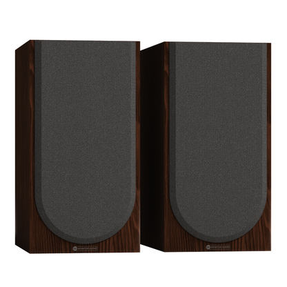 walnut pair of monitor audio silver 100 8g speakers witil grilles on