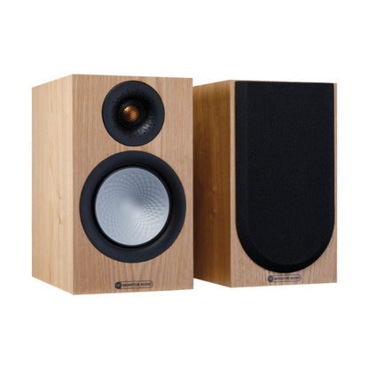 pair of Monitor Audio Silver Series 100 7G Bookshelf Speakers in ash color