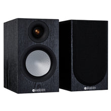 pair of Monitor Audio Silver Series 100 7G Bookshelf Speakers in black oak