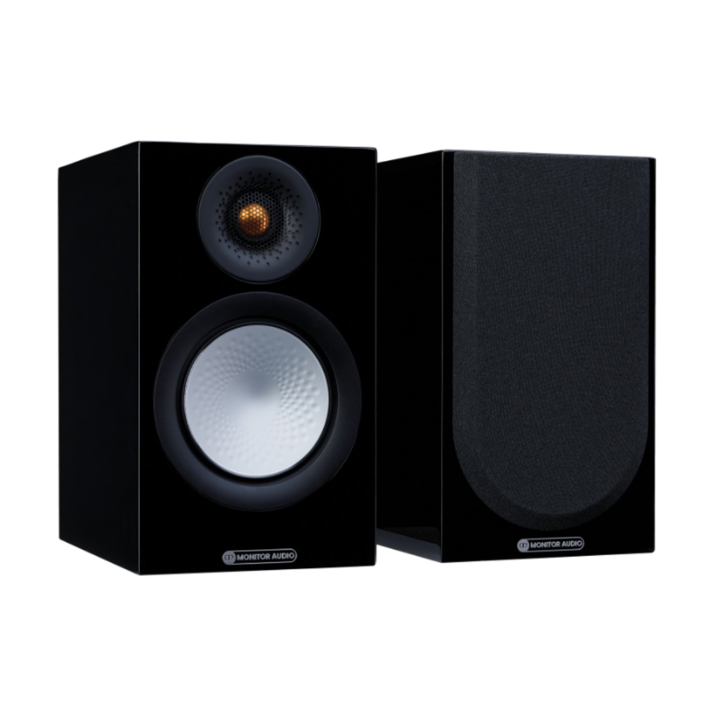pair of Monitor Audio Silver Series 100 7G Bookshelf Speakers in gloss black color
