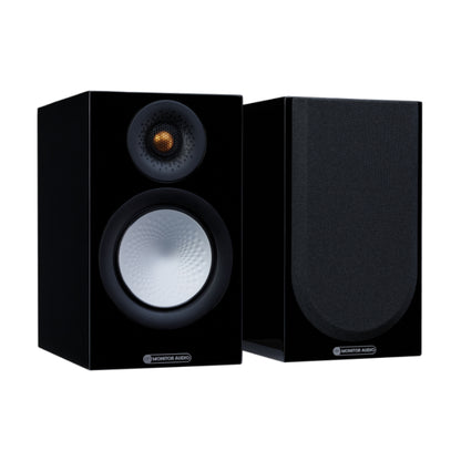 pair of Monitor Audio Silver Series 100 7G Bookshelf Speakers in gloss black color