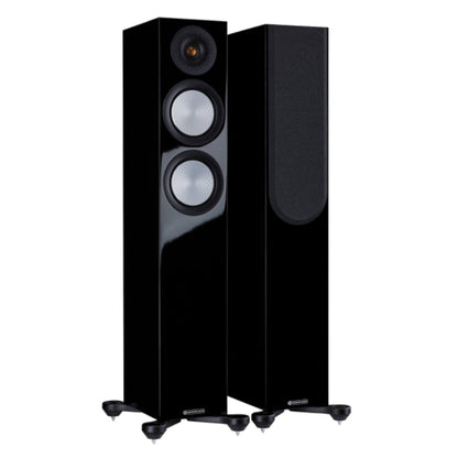 pair of Monitor Audio Silver Series 200 7G Floorstanding Speakers in gloss black color