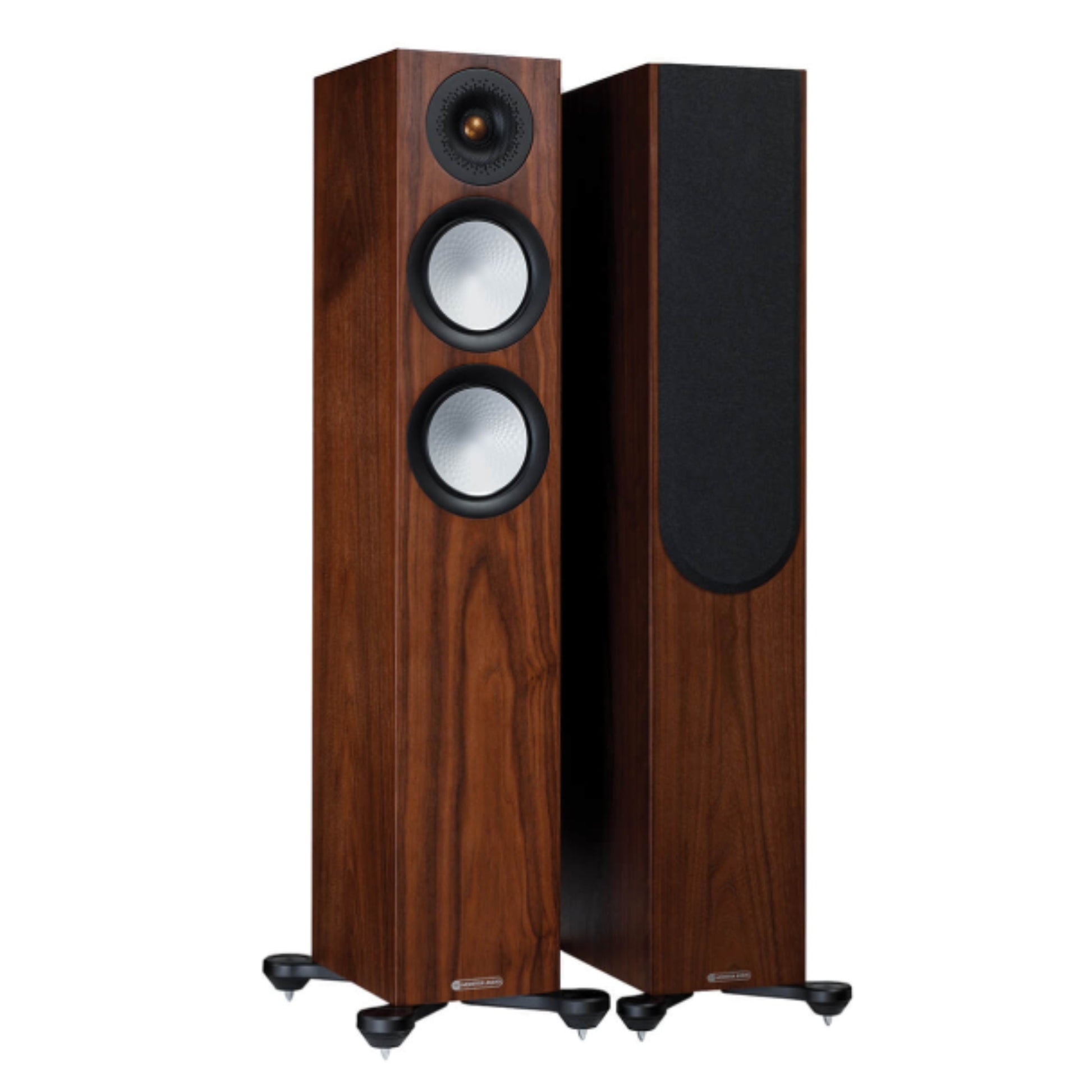 pair of Monitor Audio Silver Series 200 7G Floorstanding Speakers in walnut color